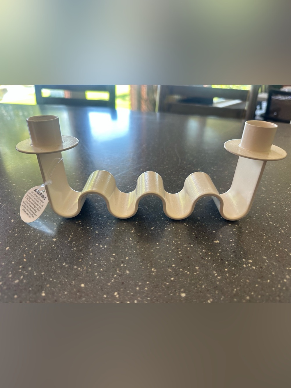 Neutral Wavy Ceramic Candle Holder